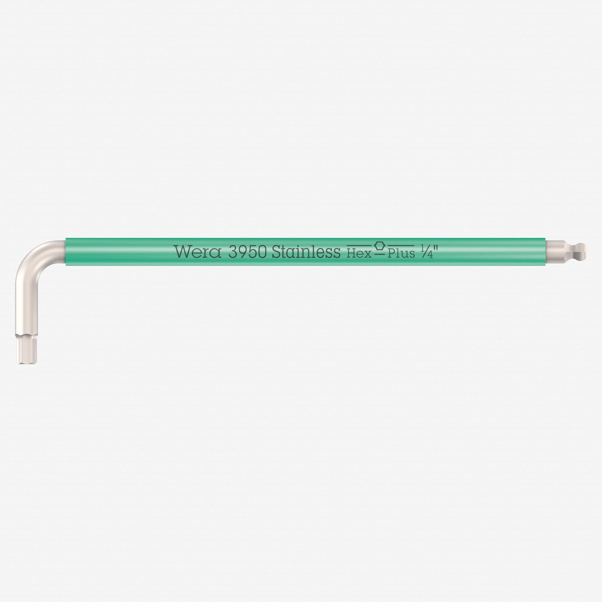 Wera 022856 Multicolor Hex-Plus Stainless L-key with Ball End, 1/4" x 185mm (Turquoise) - WR022856 - KC Tool