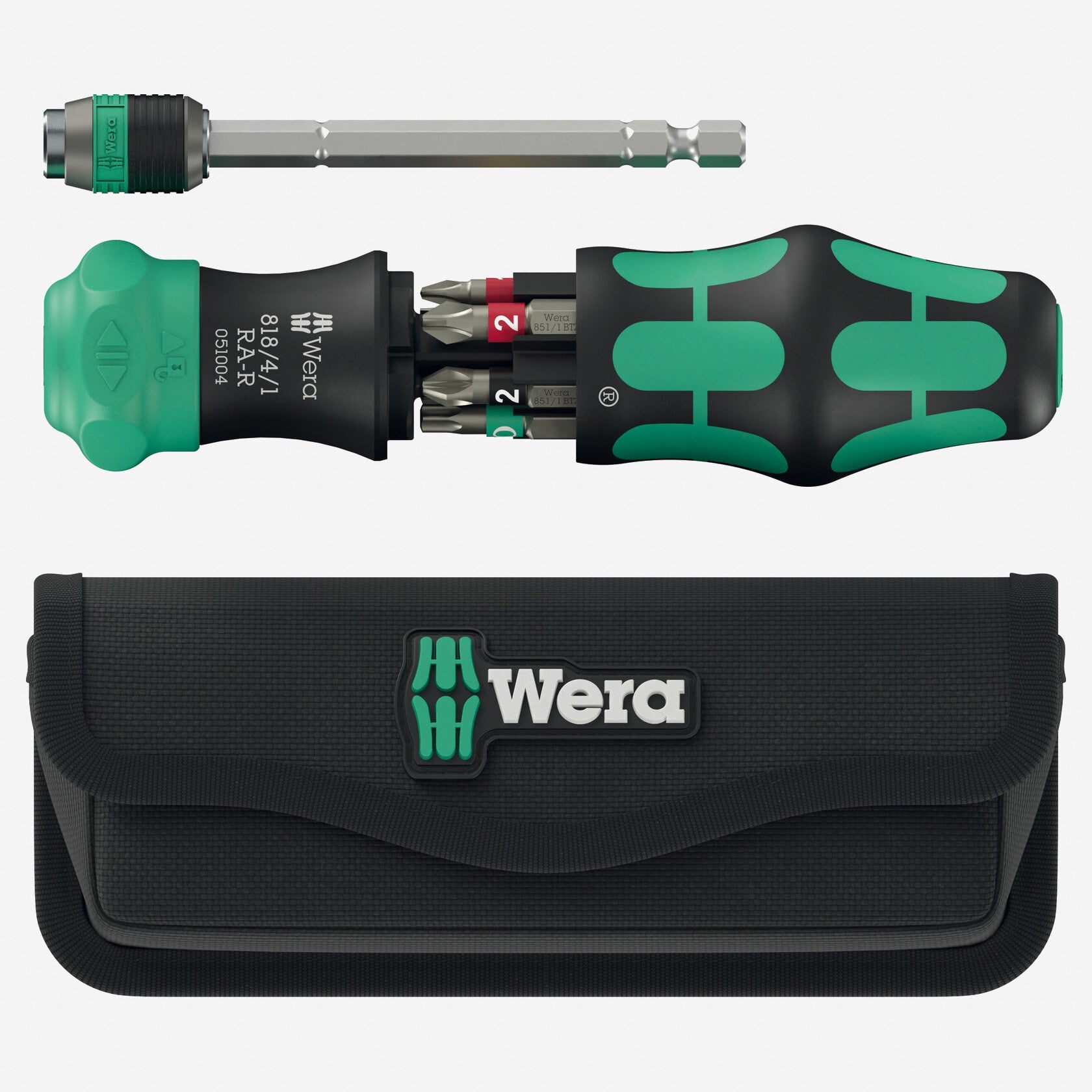 Wera 051514 Kraftform Kompakt 20 RA-R Ratcheting Bitholder with Pouch, 7 Pieces - WR051514 - KC Tool