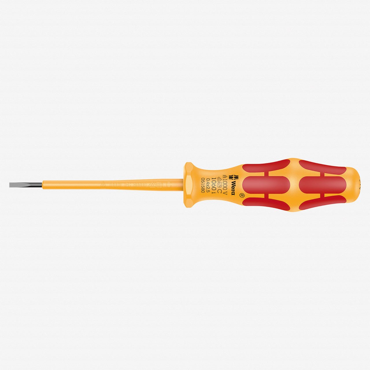 Wera 051580 Kraftform VDE Slotted Screwdriver, 2.5 x 80mm - WR051580 - KC Tool