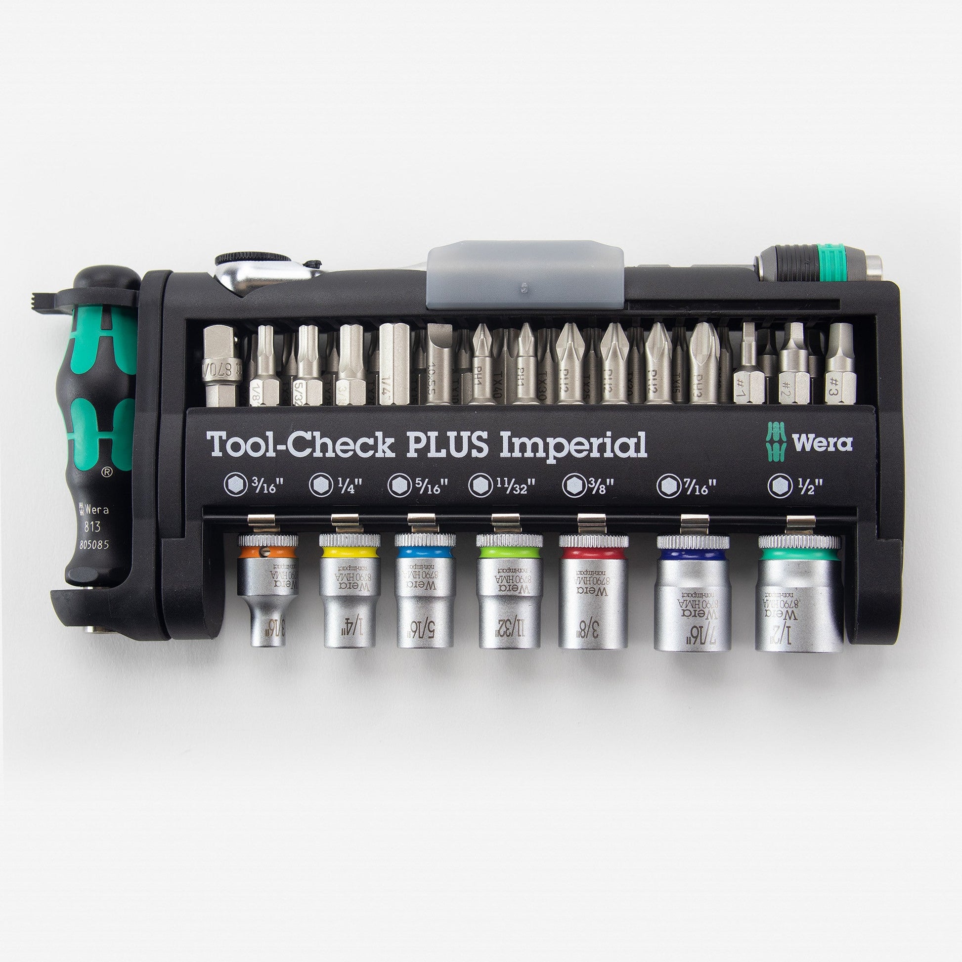 Wera 056491 Tool-Check Plus Bit Ratchet Set with Sockets - Imperial - WR056491 - KC Tool