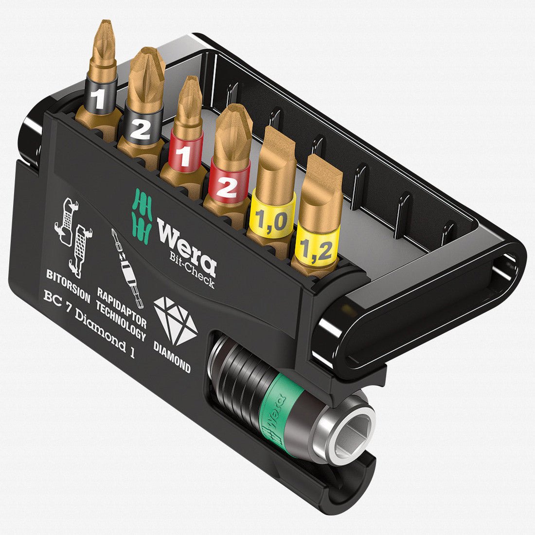 Wera 057416 Bit - Check 7 Diamond 1 Insert Bit Set - PH, PZ, Slotted - WR057416 - KC Tool