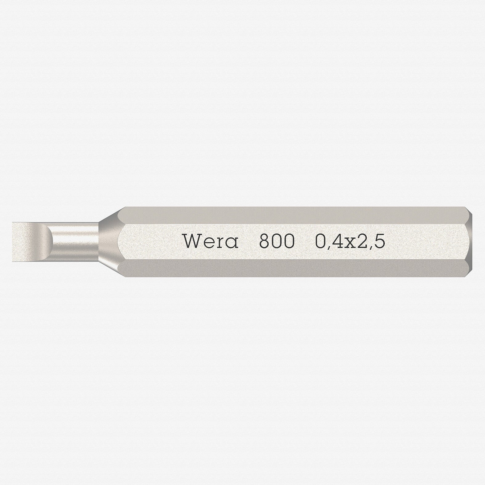 Wera 058101 Micro Bit for Slotted Screws, 0.4 x 2.5 x 30 mm, 4 mm Hex Drive - WR058101 - KC Tool