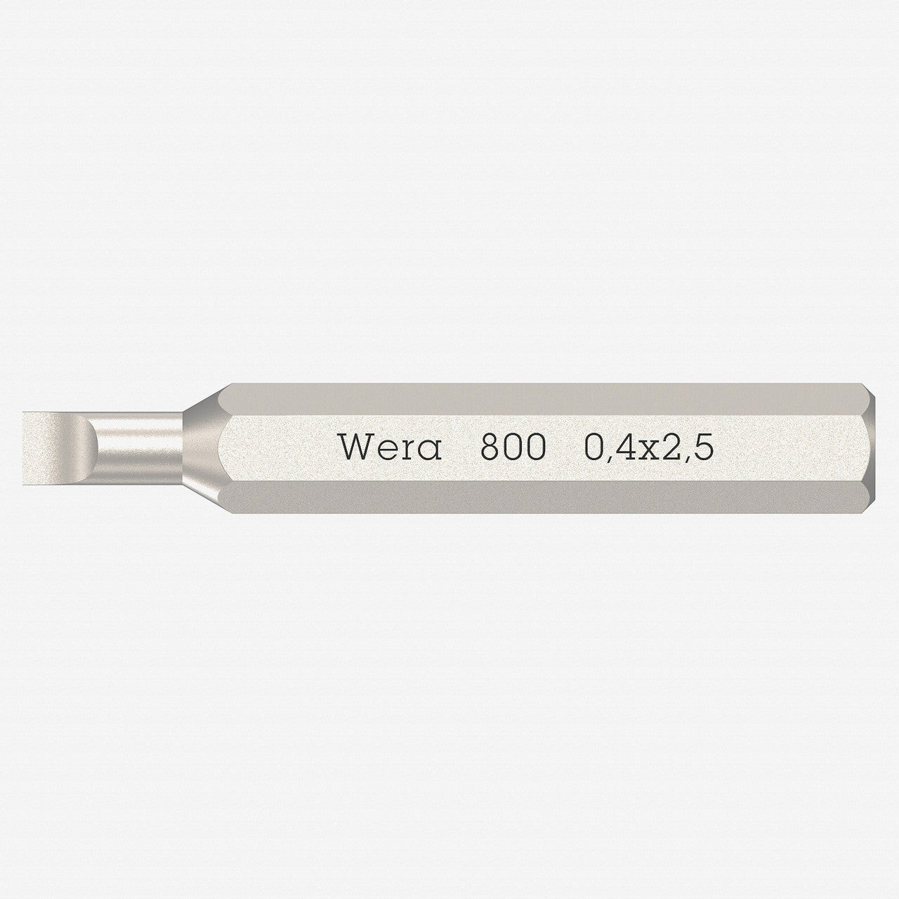 Wera 058101 Micro Bit for Slotted Screws, 0.4 x 2.5 x 30 mm, 4 mm Hex Drive - WR058101 - KC Tool