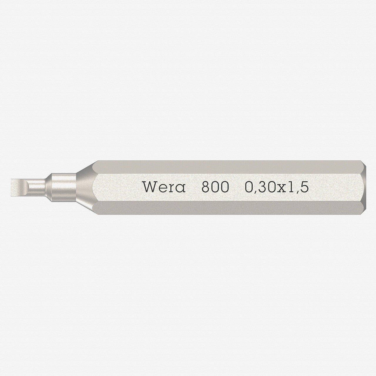 Wera 058104 Micro Bit for Slotted Screws, 0.3 x 1.5 x 30 mm, 4 mm Hex Drive - WR058104 - KC Tool