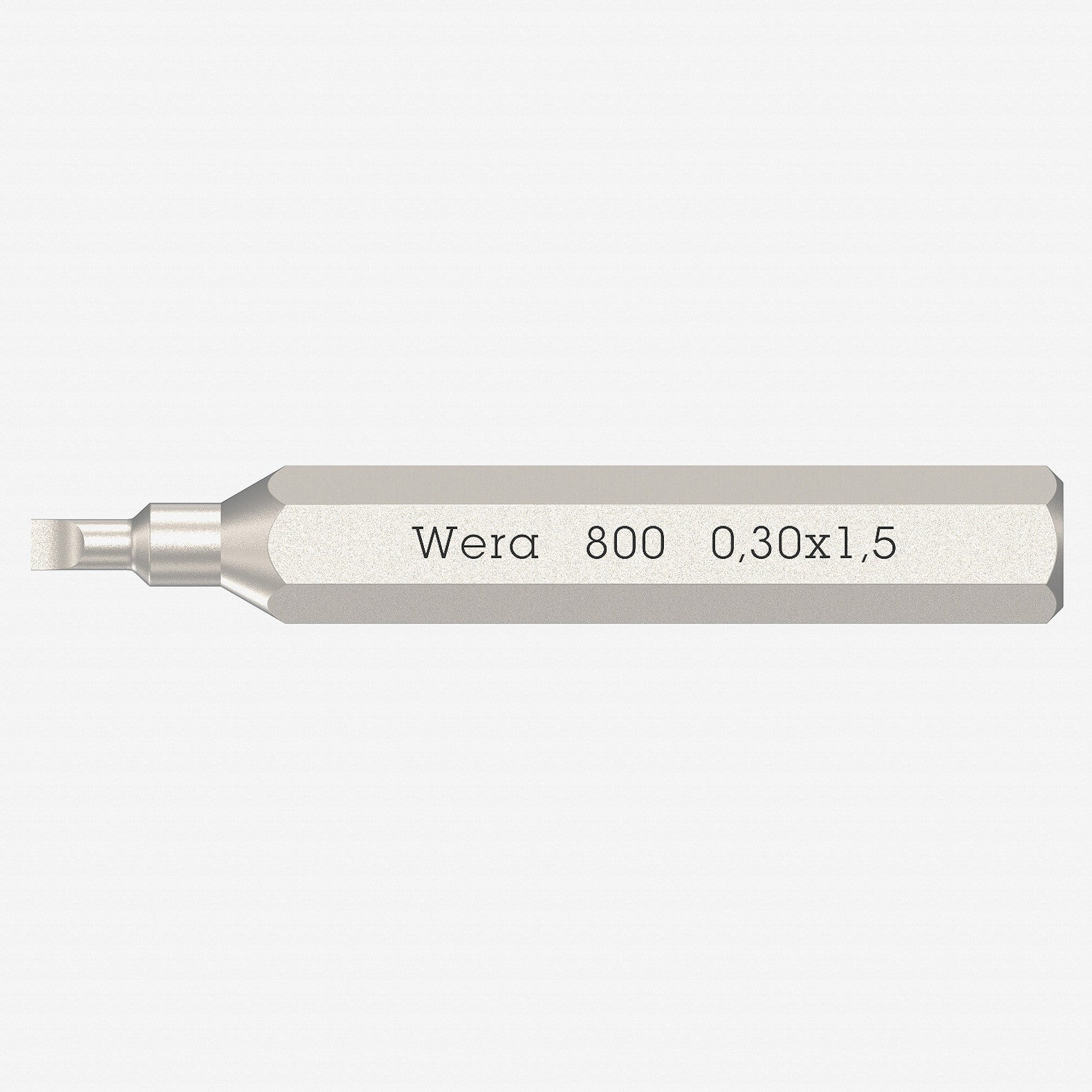 Wera 058104 Micro Bit for Slotted Screws, 0.3 x 1.5 x 30 mm, 4 mm Hex Drive - WR058104 - KC Tool
