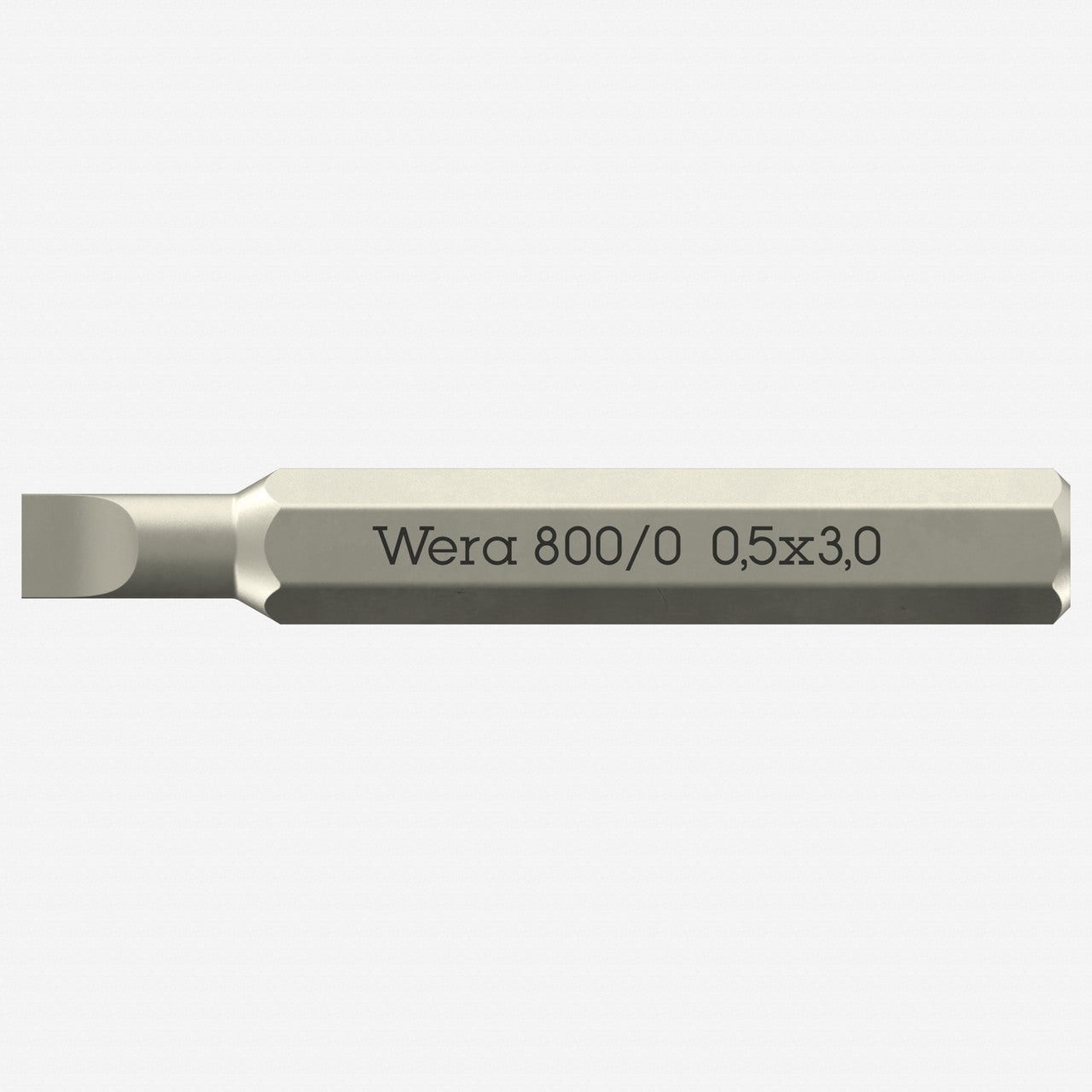 Wera 058105 Micro Bit for Slotted Screws, 0.5 x 3.0 x 30 mm, 4 mm Hex Drive - WR058105 - KC Tool