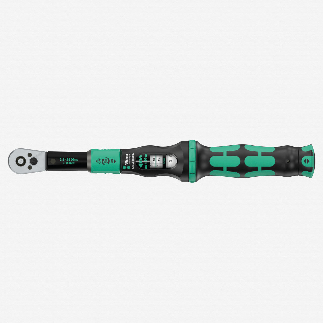 Wera 075693 Click - Torque Lock A 5 R/L Bidirectional Torque Wrench, 1/4" Drive, 2.5 - 25 Nm - WR075693 - KC Tool