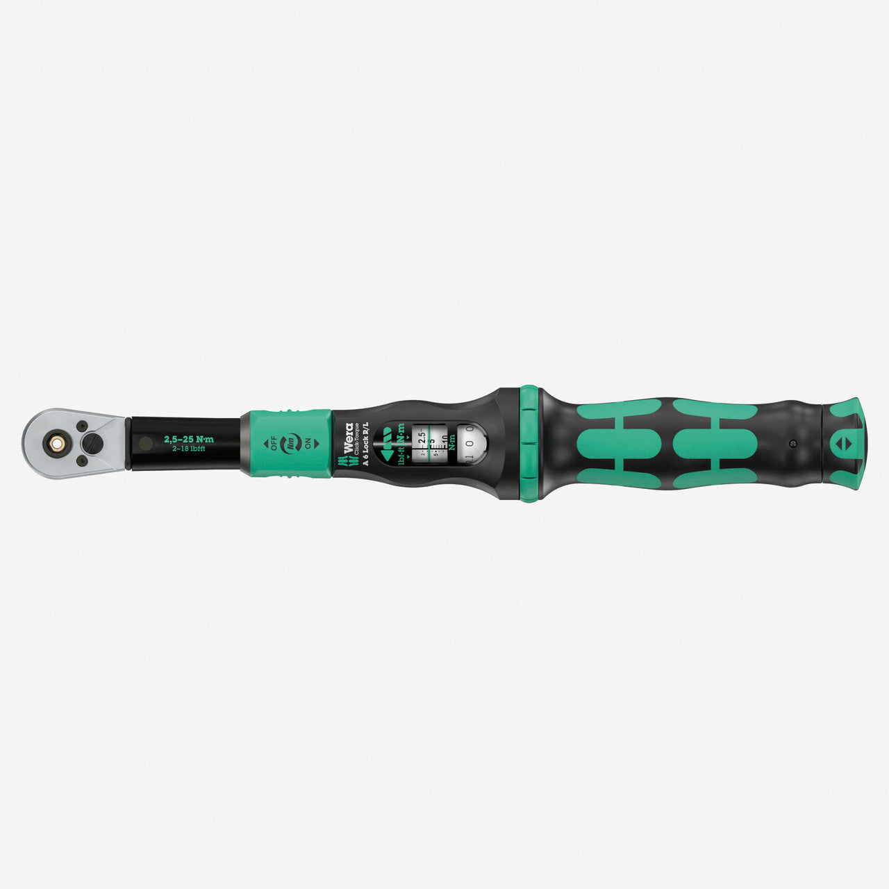 Wera 075694 Click - Torque Lock A 6 R/L Bidirectional Torque Wrench, 1/4" Hex Drive, 2.5 - 25 Nm - WR075694 - KC Tool
