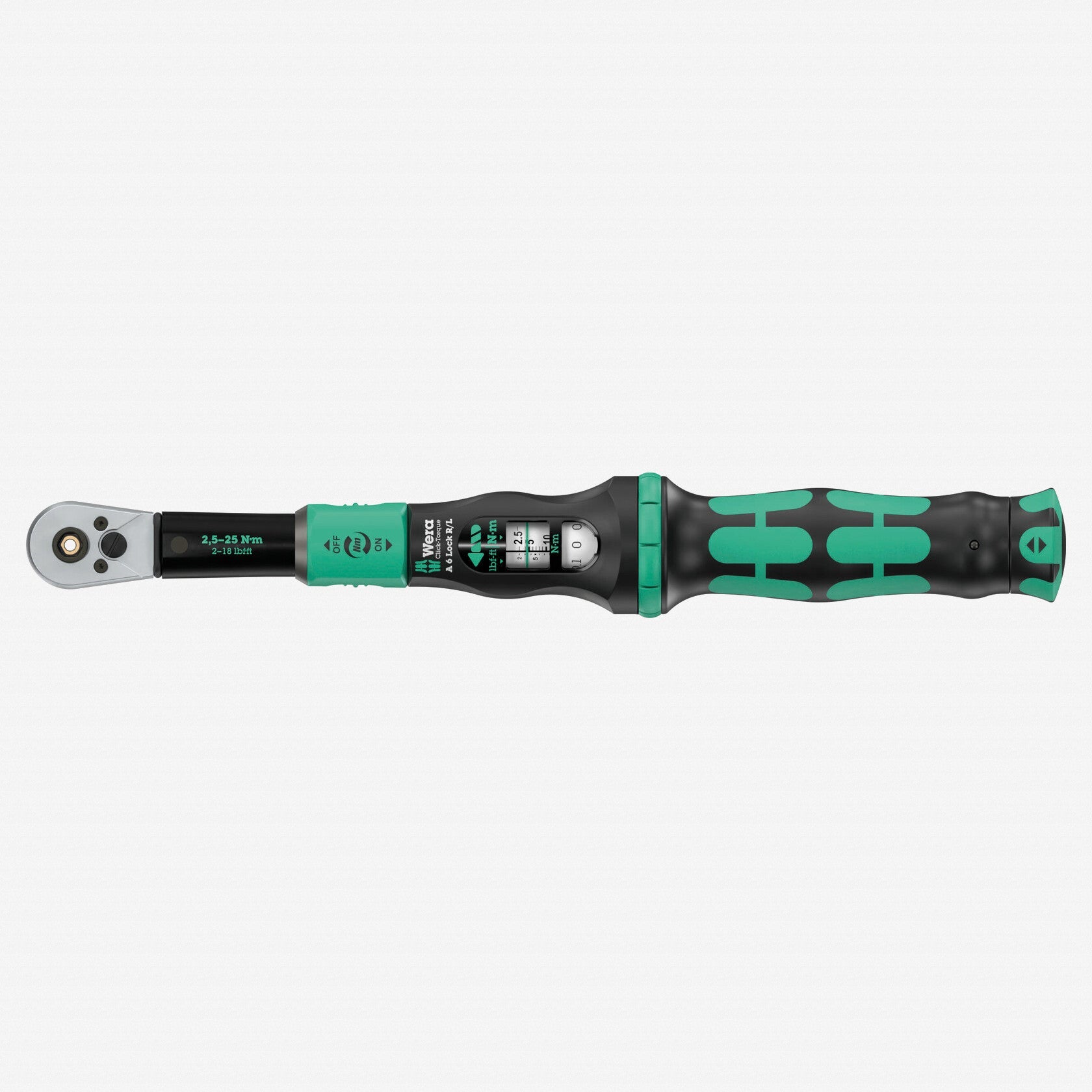 Wera 075694 Click-Torque Lock A 6 R/L Bidirectional Torque Wrench, 1/4" Hex Drive, 2.5-25 Nm - WR075694 - KC Tool