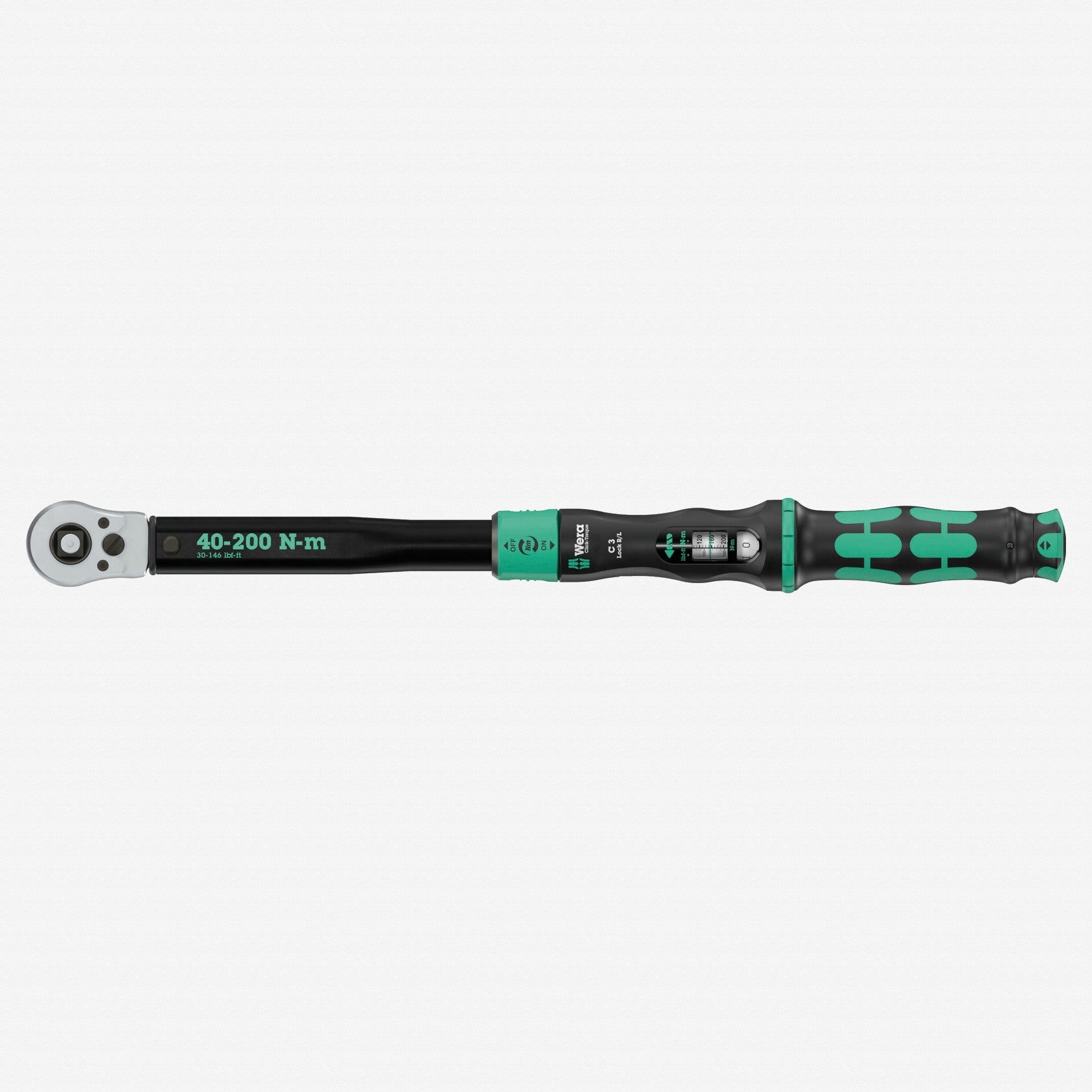 Wera 075695 Click-Torque Lock C 3 R/L Torque Wrench, 1/2" Square Drive, 40-200 Nm - WR075695 - KC Tool