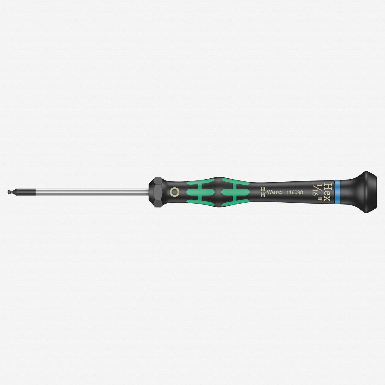 Wera 118098 1/16" x 60mm Kraftform Micro Ball End Hex Precision Screwdriver - WR118098 - KC Tool