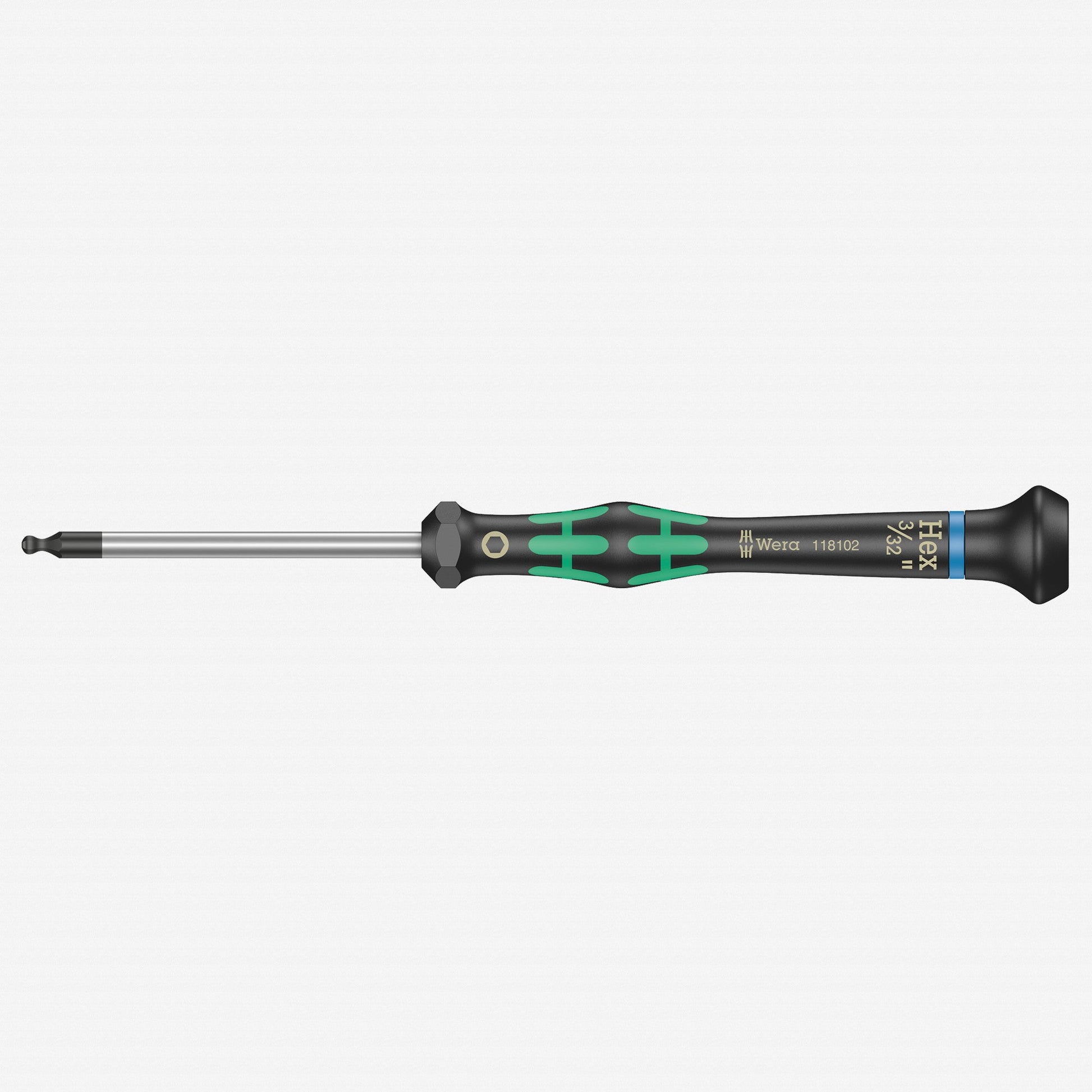 Wera 118102 3/32" x 60mm Kraftform Micro Ball End Hex Precision Screwdriver - WR118102 - KC Tool