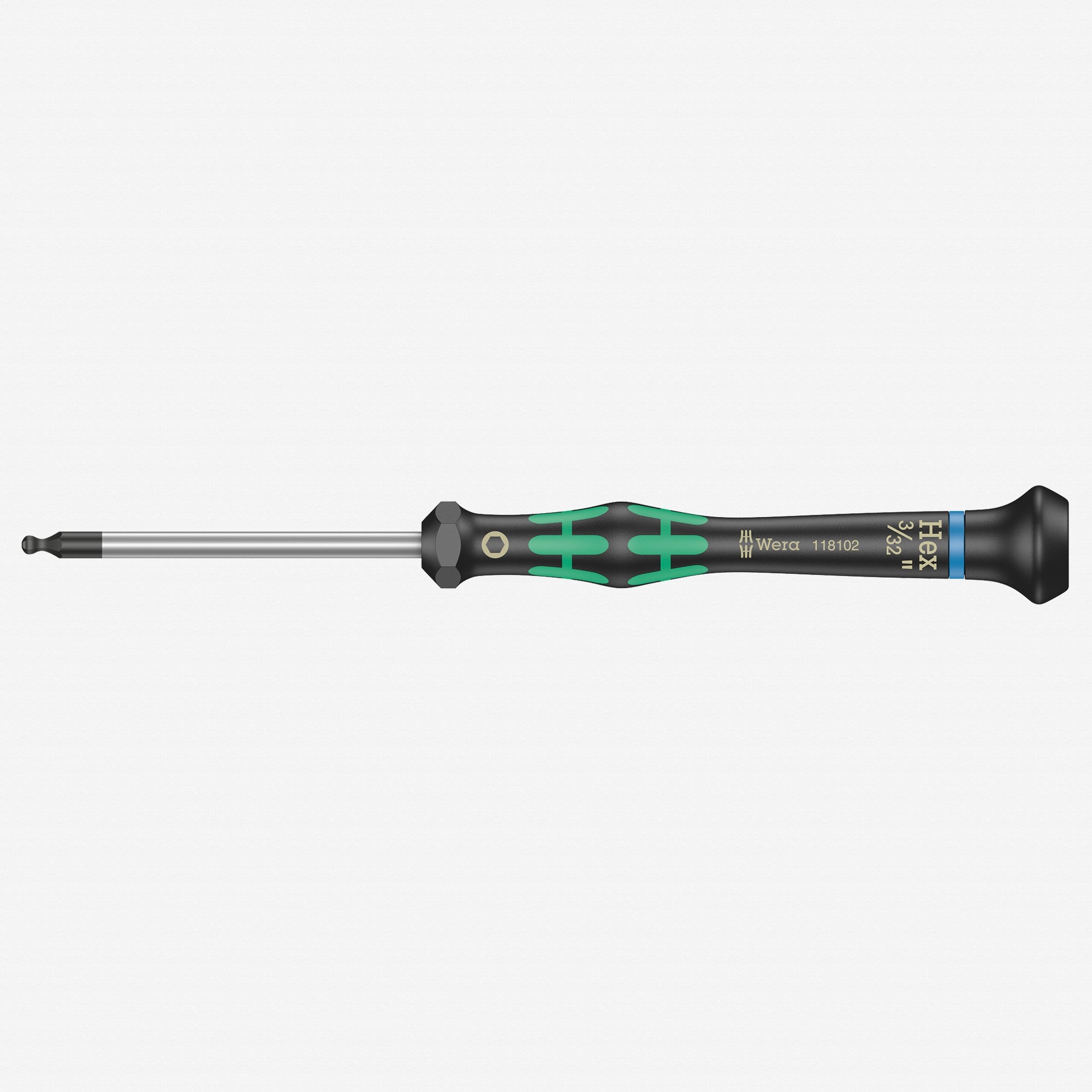 Wera 118102 3/32" x 60mm Kraftform Micro Ball End Hex Precision Screwdriver - WR118102 - KC Tool