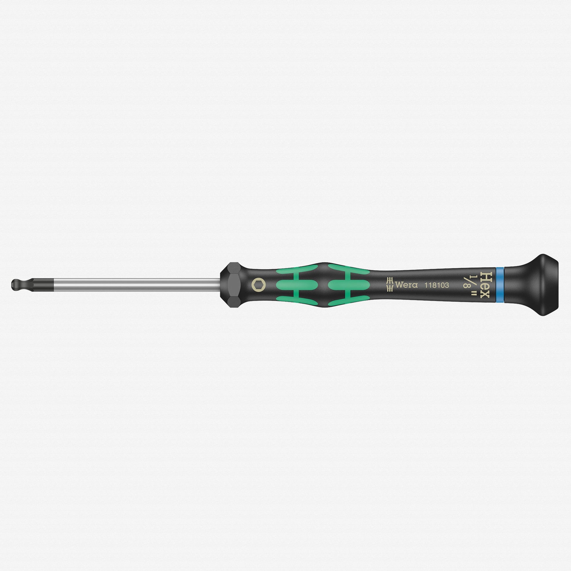 Wera 118103 1/8" x 60mm Kraftform Micro Ball End Hex Precision Screwdriver - WR118103 - KC Tool