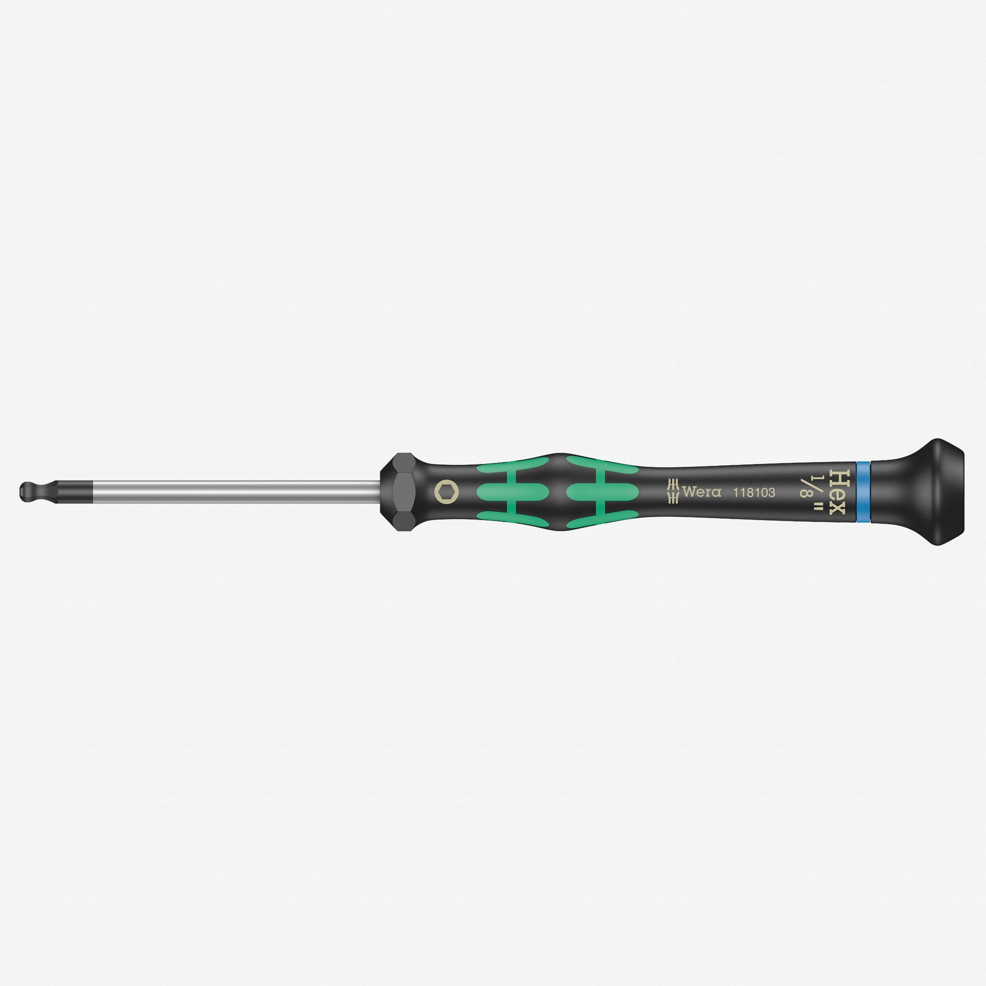 Wera 118103 1/8" x 60mm Kraftform Micro Ball End Hex Precision Screwdriver - WR118103 - KC Tool