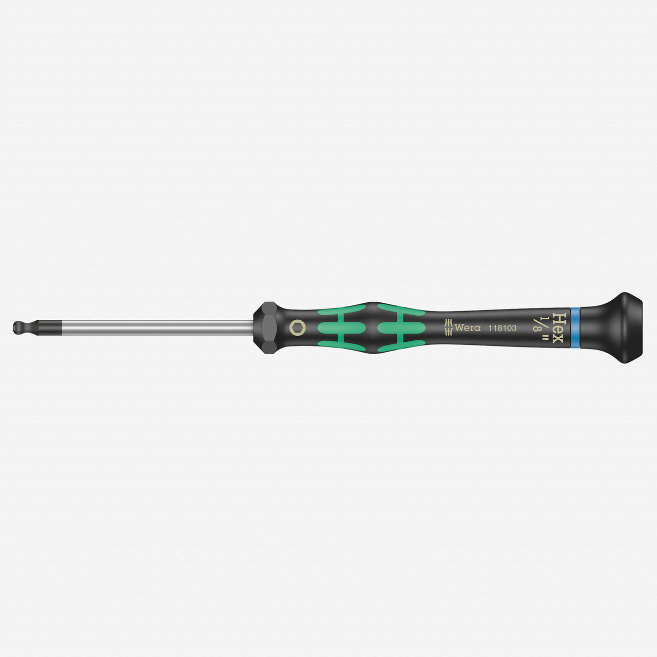 Wera 118103 1/8" x 60mm Kraftform Micro Ball End Hex Precision Screwdriver - WR118103 - KC Tool