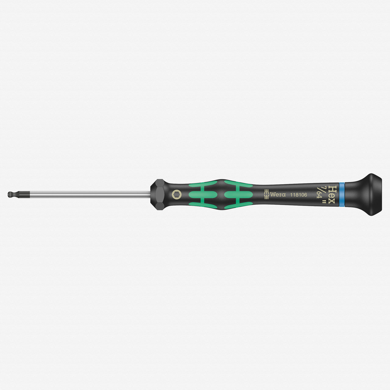 Wera 118106 7/64" x 60mm Kraftform Micro Ball End Hex Precision Screwdriver - WR118106 - KC Tool