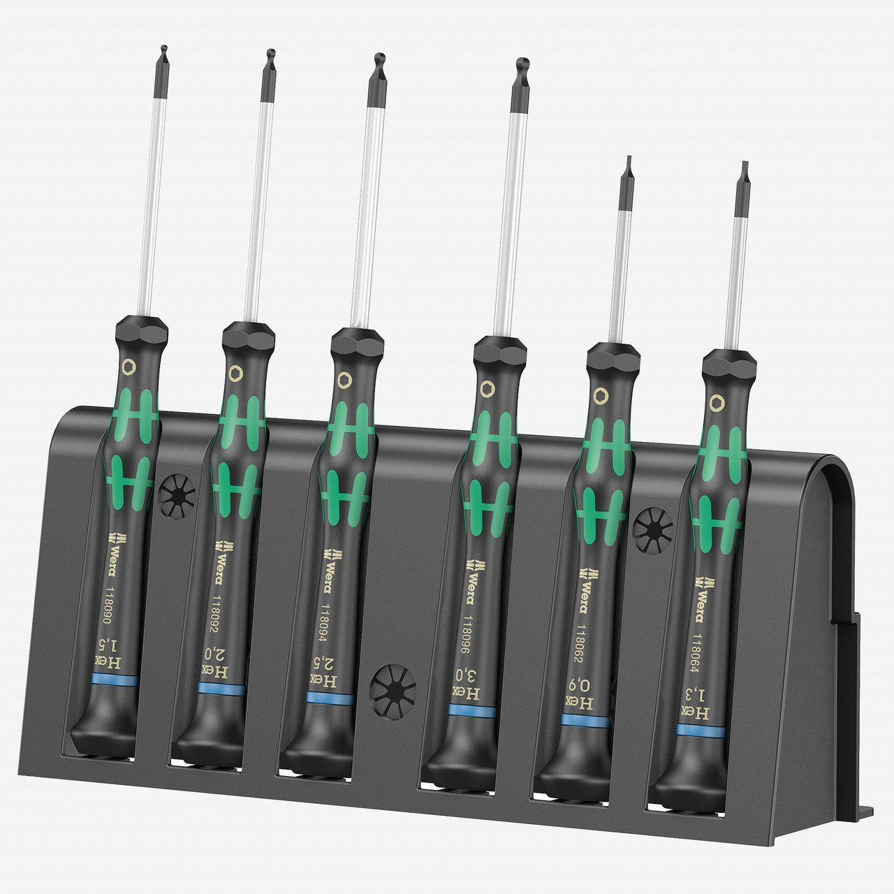 Wera 118156 Kraftform Micro Ball End Hex Metric Precision Screwdriver Set + Rack (Retail Pack) - WR118156 - KC Tool