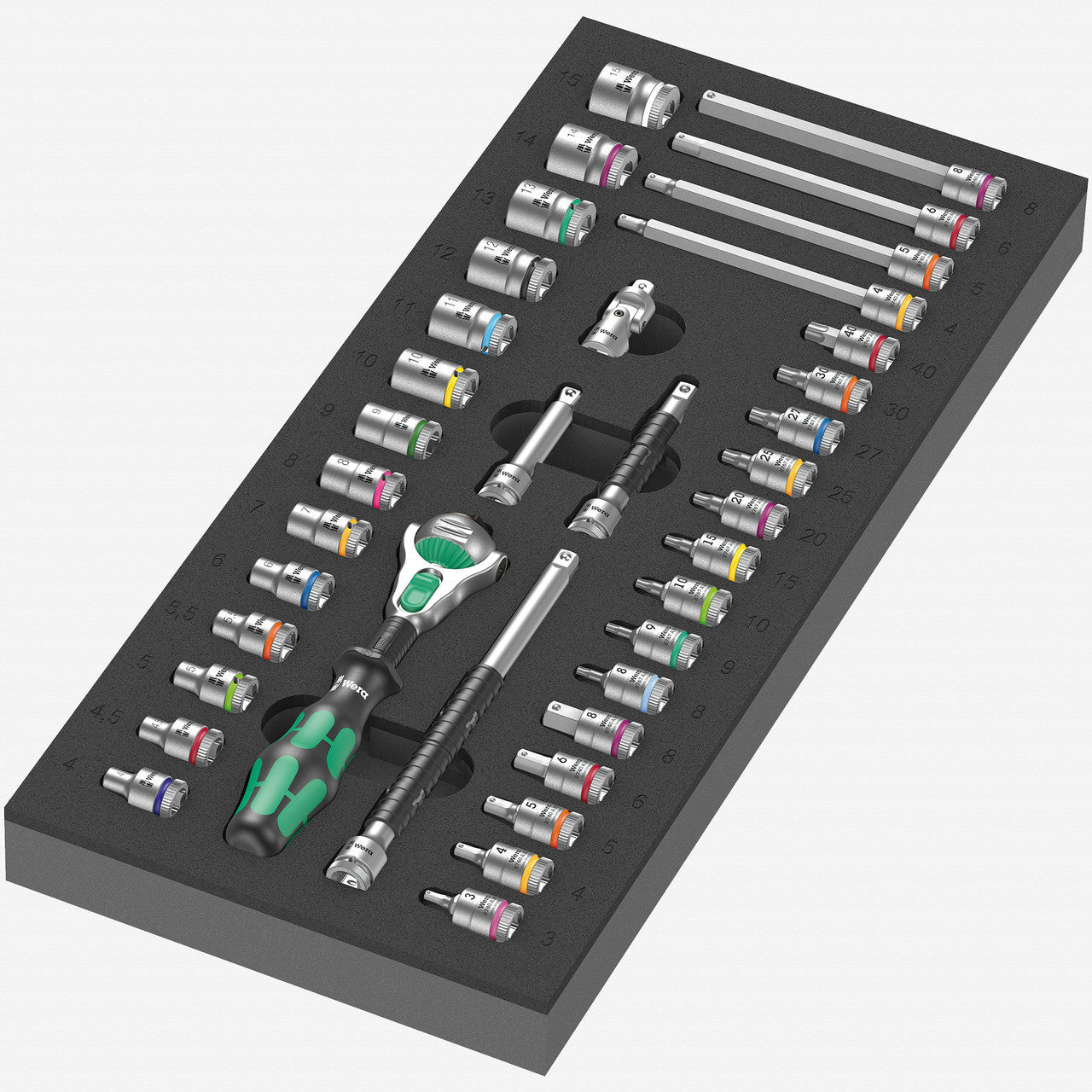 Wera 150110 Foam Insert 8000 A Zyklop 1/4" Ratchet Set 1, 37 Pieces - WR150110 - KC Tool