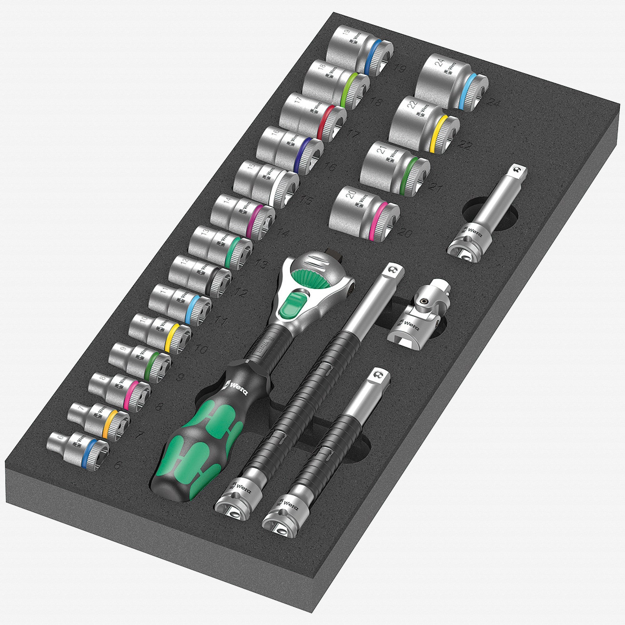 Wera 150111 Foam Insert 8000 B Zyklop 3/8" Ratchet Set 1, 23 Pieces - WR150111 - KC Tool