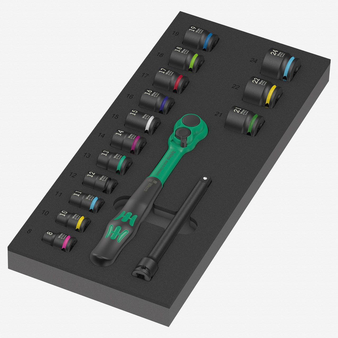 Wera 150114 Foam Insert 8010 B Zyklop Comfort Ratchet Set 1, 3/8" Drive, 16 Pieces - WR150114 - KC Tool
