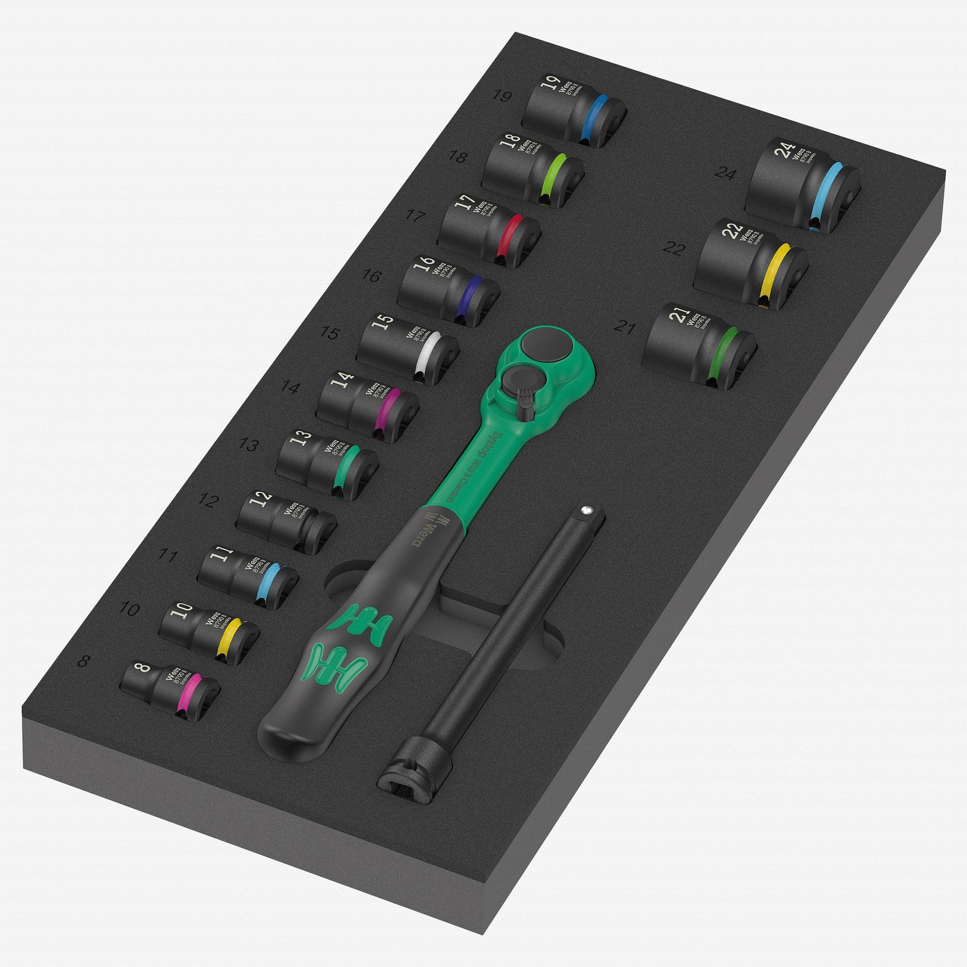 Wera 150114 Foam Insert 8010 B Zyklop Comfort Ratchet Set 1, 3/8" Drive, 16 Pieces - WR150114 - KC Tool