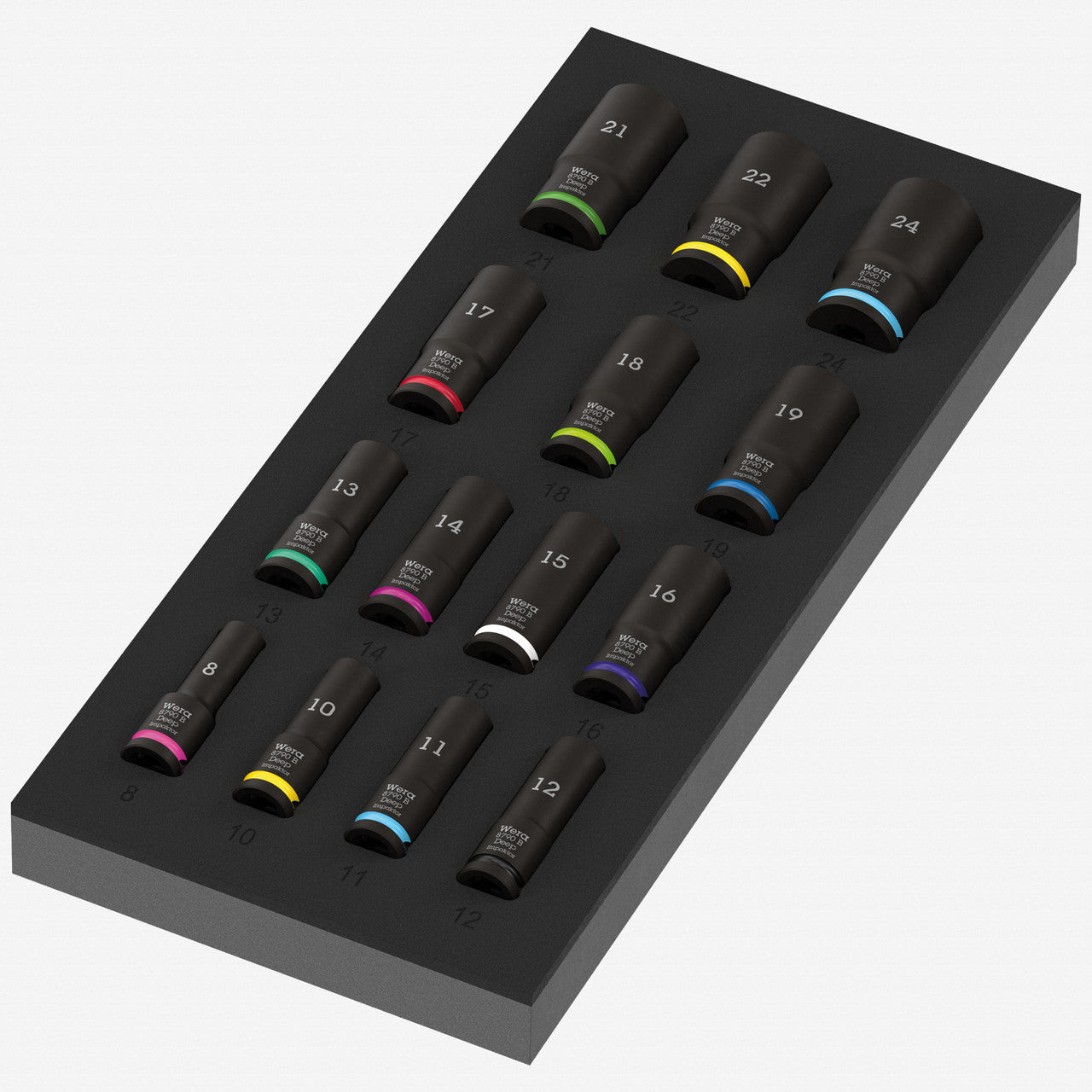Wera 150118 9728 Foam Insert Zyklop B 3/8" Impaktor Deep Socket Set 1, 14 Pieces - WR150118 - KC Tool