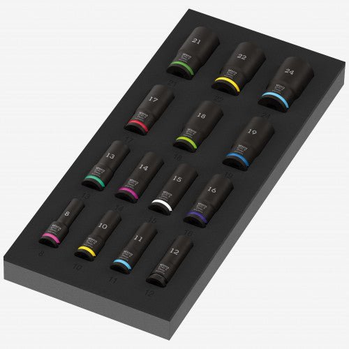 Wera 150118 9728 Foam Insert Zyklop B 3/8" Impaktor Deep Socket Set 1, 14 Pieces - WR150118 - KC Tool