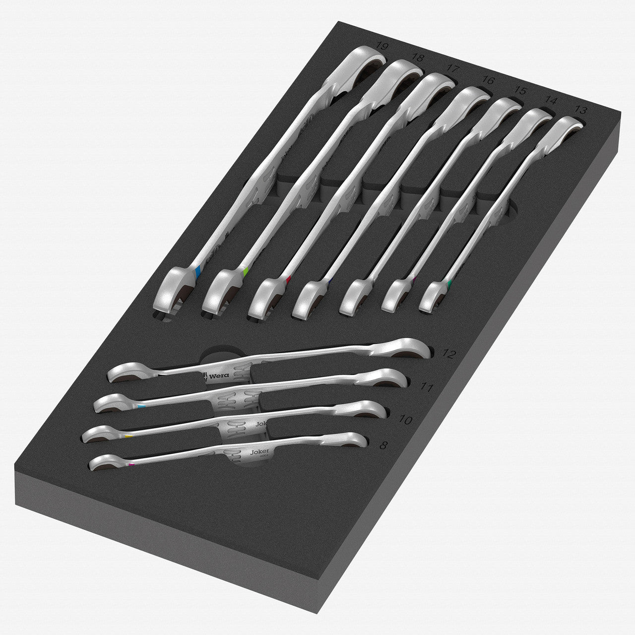 Wera 150123 Foam Insert 6001 Joker Reversible Ratcheting Metric Combination Wrench Set 1, 11 Pieces - WR150123 - KC Tool