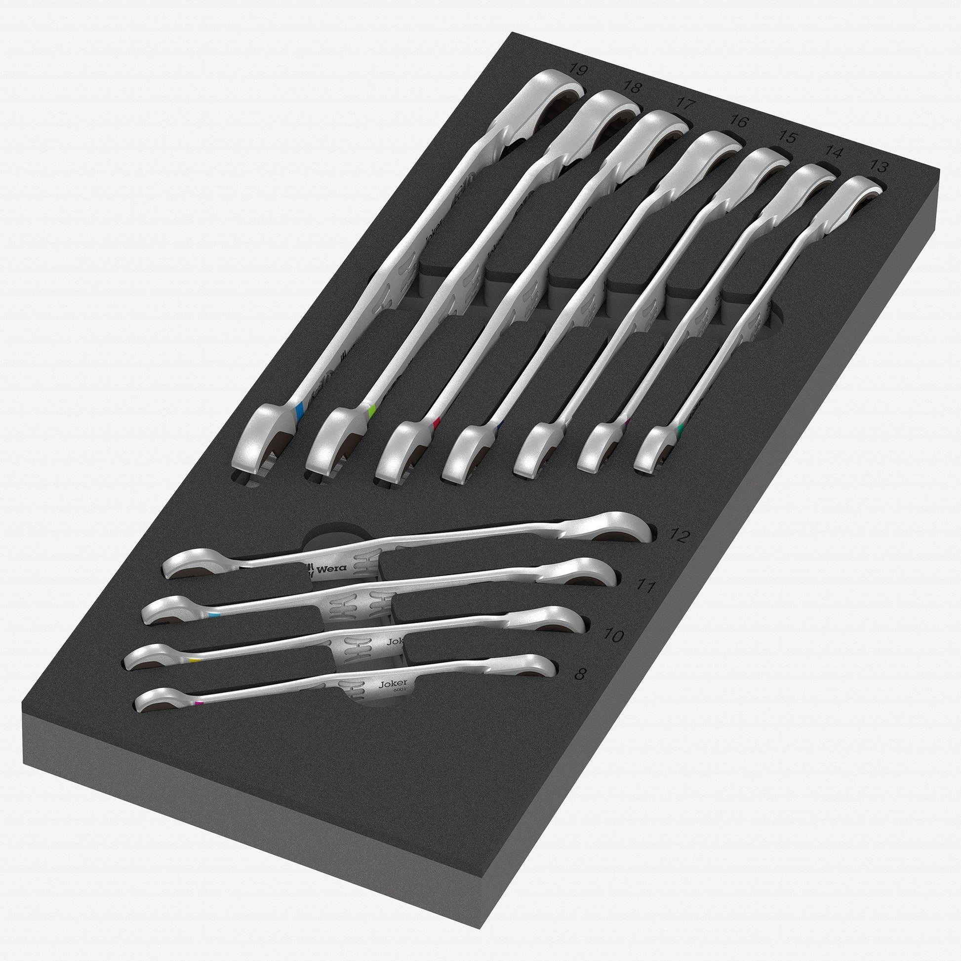 Wera 150123 Foam Insert 6001 Joker Reversible Ratcheting Metric Combination Wrench Set 1, 11 Pieces - WR150123 - KC Tool