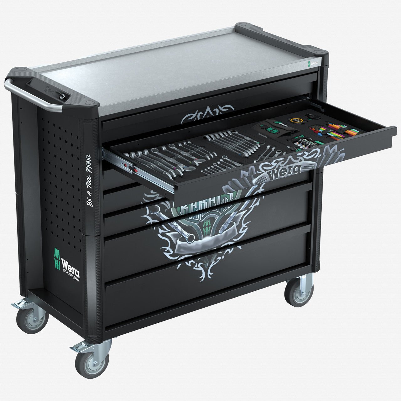 Wera 150132 9702 Tool Rebel Rolling Tool Cabinet Stainless XXL 1 with Tool Assortment, 202 Pieces - WR150132 - KC Tool