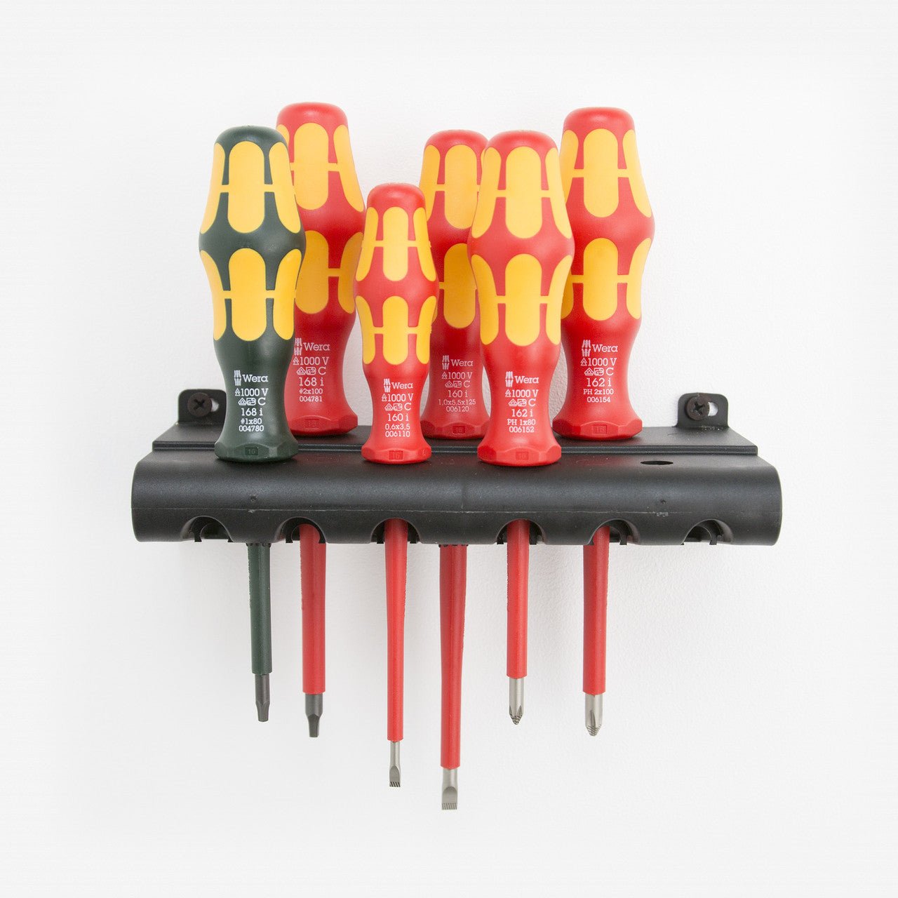 Wera 347777 VDE Insulated Slotted/Phillips/Square Screwdriver Set + Rack - WR347777 - KC Tool