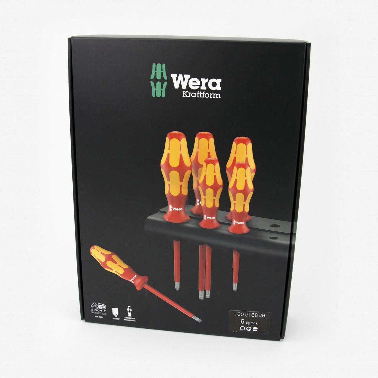 Wera 347777 VDE Insulated Slotted/Phillips/Square Screwdriver Set + Rack - WR347777 - KC Tool