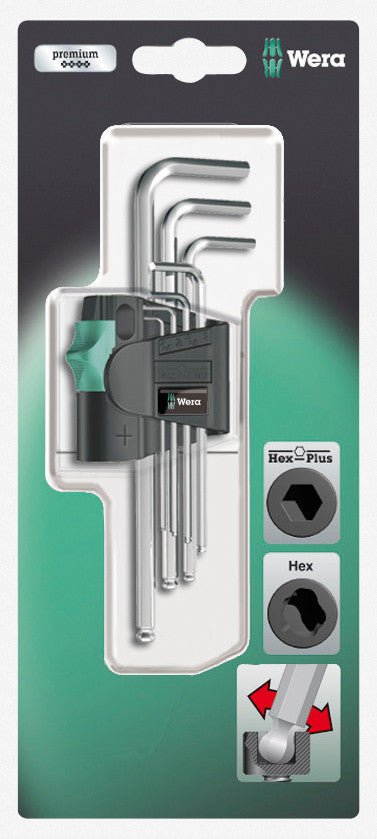 Wera 950 PKL/7 SB Ball - End L - key Set, Metric, Chrome - plated - WR073400 - KC Tool
