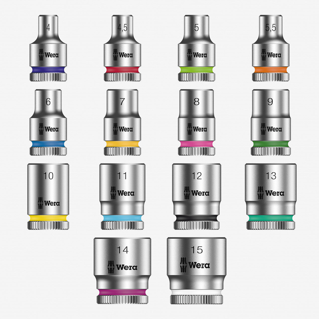 Wera Complete Shallow Metric Socket Set, 1/4" Drive, 4 - 15 mm, 14 Pieces - KCT-WMSS1 - KC Tool