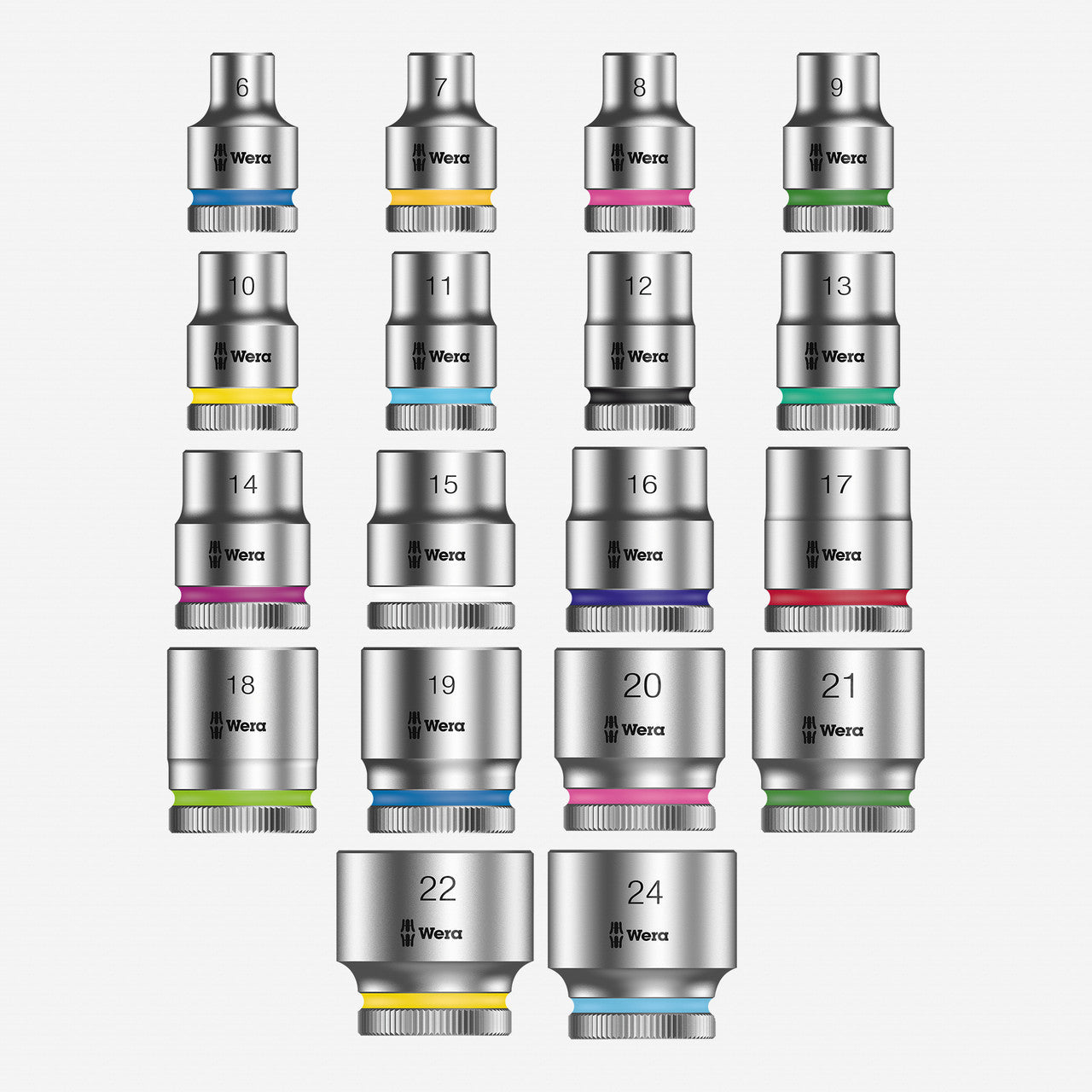 Wera Complete Shallow Metric Socket Set, 3/8" Drive, 6 - 24 mm, 18 Pieces - KCT-WMSS3 - KC Tool