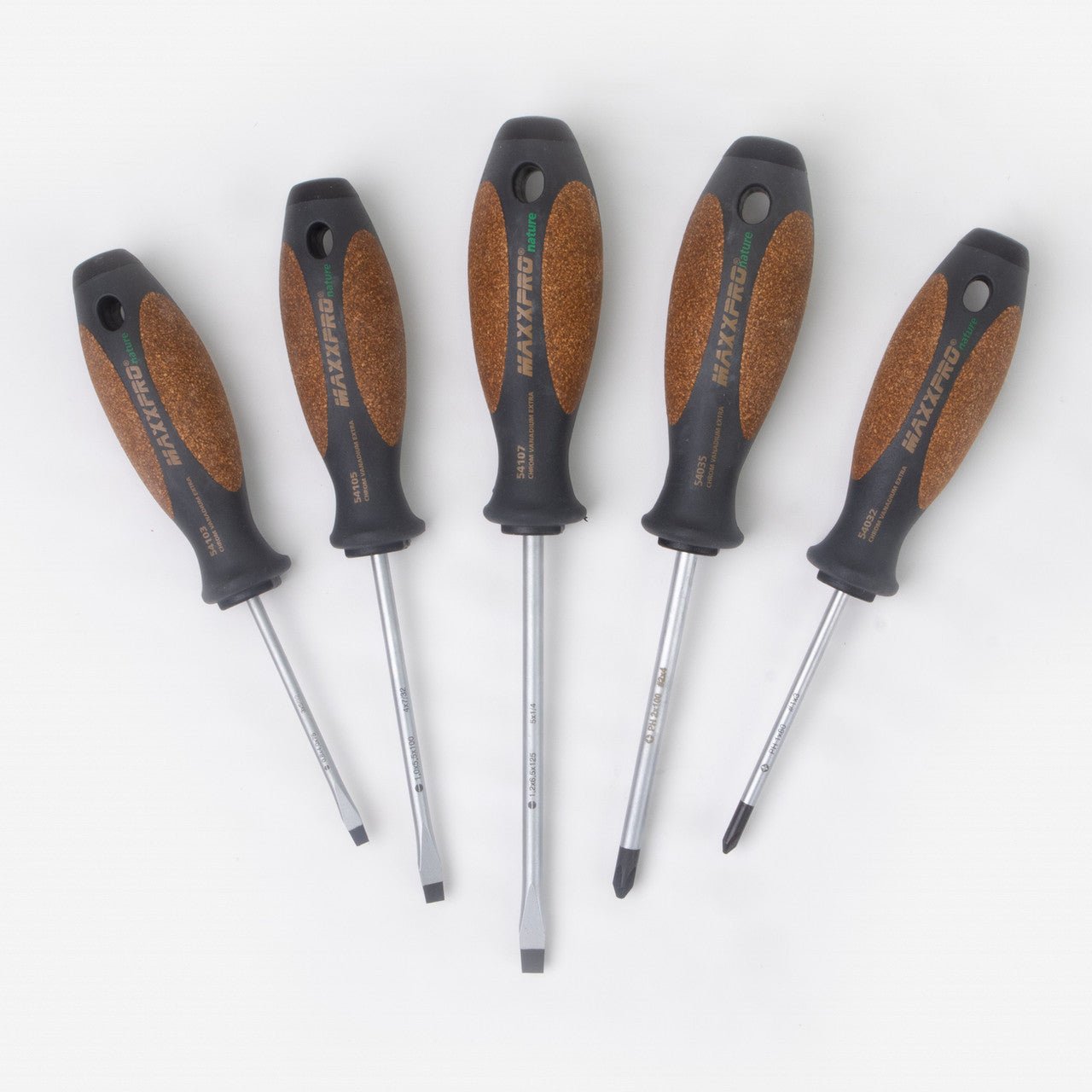Witte Maxx Pro Nature (Cork) Slotted and Phillips Screwdriver Set, 5 Pieces - WT654865 - KC Tool