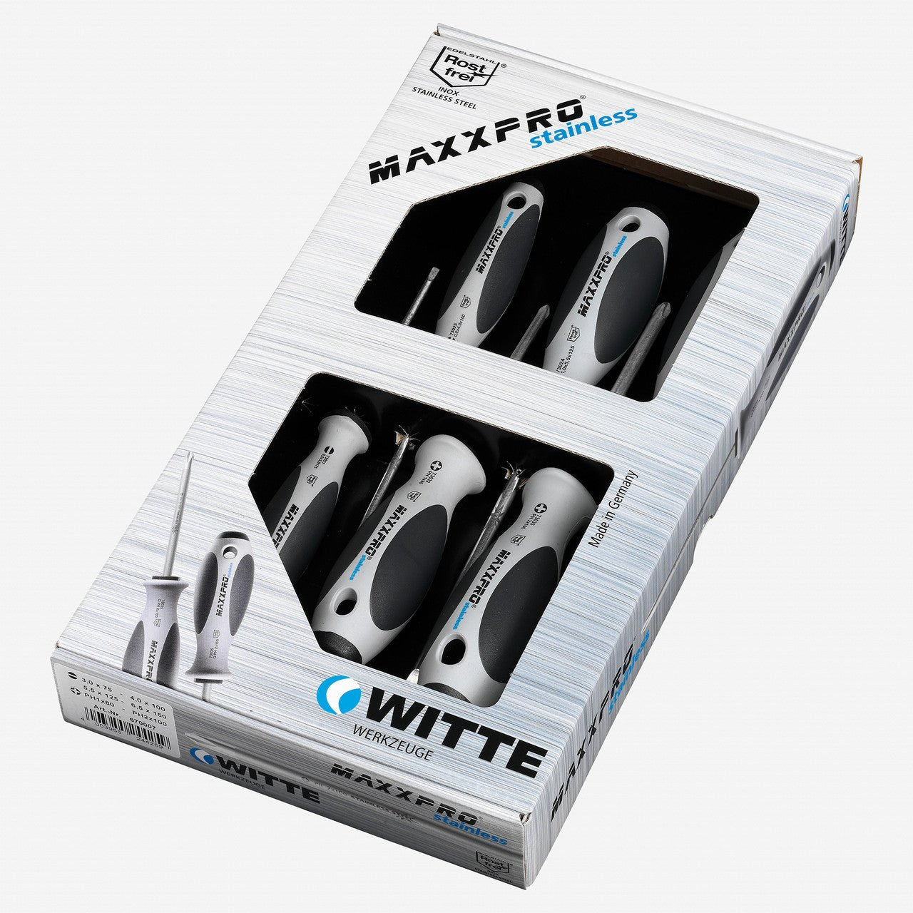 Witte MaxxPro Stainless Slotted and Phillips Screwdriver Set, 5 Pieces - WT670002 - KC Tool